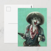 Vintage Kätzchen-Cowgirl-Postkarte Postkarte (Vorne/Hinten)