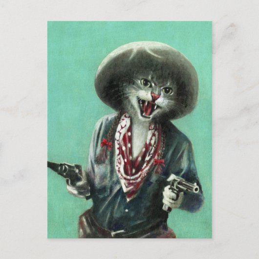 Vintage Kätzchen-Cowgirl-Postkarte Postkarte (Vorderseite)