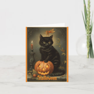 Vintage-Kätzchen-Halloween-Grußkarte Karte