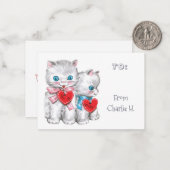 Vintage Kätzchen Klassenzimmer Valentine Mitteilungskarte (Vorderseite/Rückseite Beispiel)