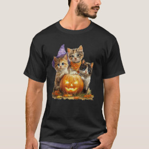 Vintage-Kätzchen Kürbis Süße Katze Gruselige Saiso T-Shirt