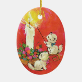 Vintage Kätzchen Lighten eine Kerze Keramik Ornament