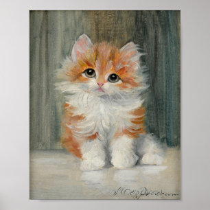 Vintage-Kätzchen-Malerei Poster