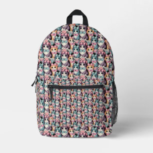 Vintage Kätzchen mit Bogen Bedruckter Rucksack