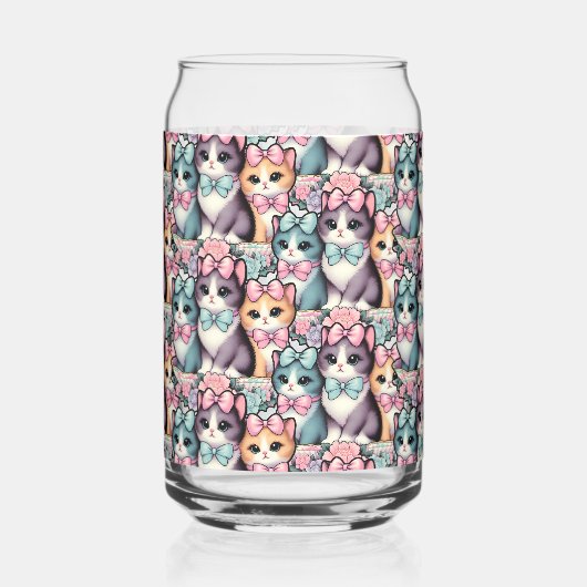 Vintage Kätzchen mit Bogen Dosenglas (Links)