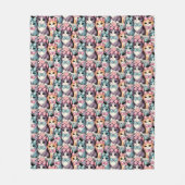 Vintage Kätzchen mit Bogen Fleecedecke (Vorderseite)