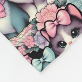 Vintage Kätzchen mit Bogen Fleecedecke (Ecke)