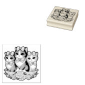 Vintage Kätzchen mit Bogen Gummistempel (Stempel)