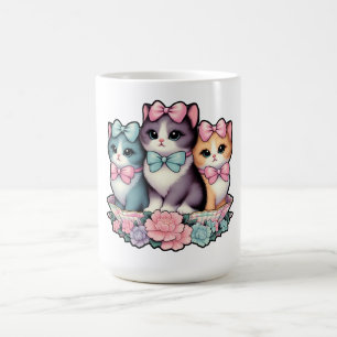 Vintage-Kätzchen mit Schleifen Kaffeetasse