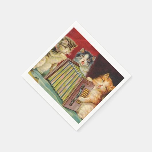 Vintage Kätzchen Papier-Fundus Serviette (Ecke)