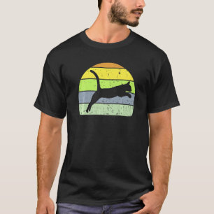 Vintage-Kätzchen Retro-Katze Tier-Silhouette 80er T-Shirt