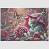 Vintage-Kätzchen-Schmetterlingsgarten-Decoupage Seidenpapier (Vorderseite)