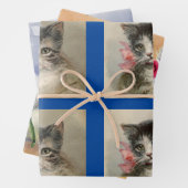 Vintage Kätzchen Set von 3 Geschenkpapier Set (Beispiel)