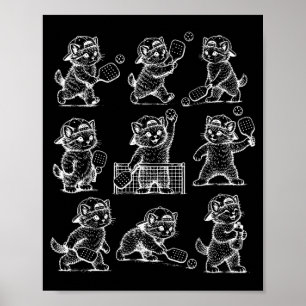 Vintage-Kätzchen spielt Pickleball süße Katze Poster