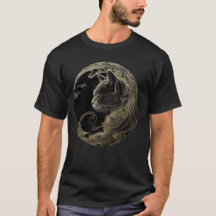 Vintage-Kätzchen-Wellenmuster japanische Kunst Hau T-Shirt