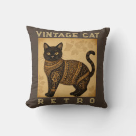Vintage-Katze, Antike Katze und Motiv  Kissen