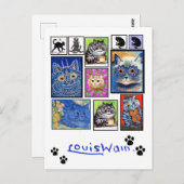 Vintage Katze Art, Louis Wain, geklappte Urlaubska Postkarte (Vorne/Hinten)