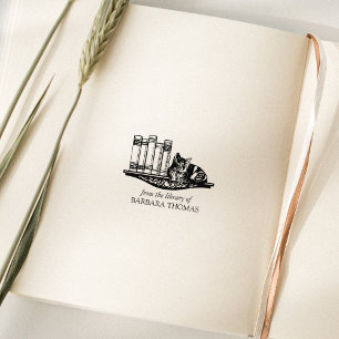 Vintage Katze aus der Bibliothek Gummistempel