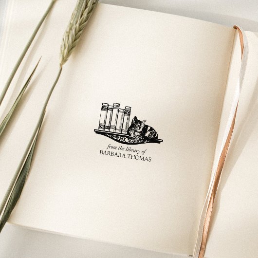 Vintage Katze aus der Bibliothek Gummistempel