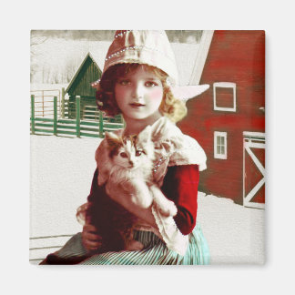 Vintage-Katze aus einer Scheune gerettet Magnet