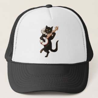 Vintage Katze, die Banjo spielt Truckerkappe