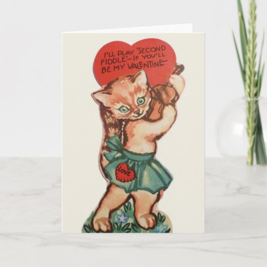 Vintage Katze, die Karte Geigevalentines (Vorderseite)