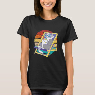 Vintage Katze Eating Ice Cream Tragen einer Sonnen T-Shirt