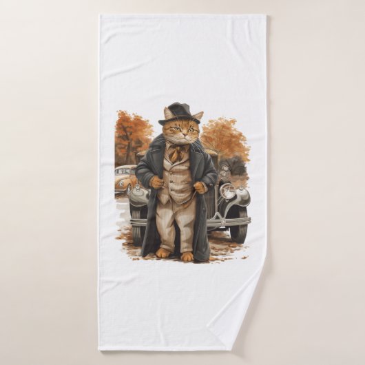 Vintage Katze Elegance Badehandtuch (Badehandtuch)