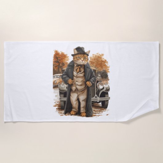 Vintage Katze Elegance Strandtuch (Vorderseite)