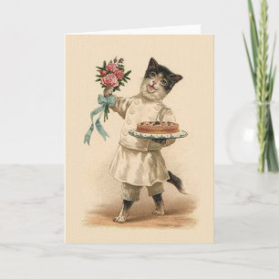 Vintage-Katze Grußkarte mit besten Wünschen Karte