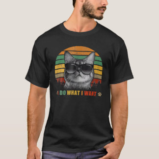 Vintage Katze Ich tue, was ich Gewollt Cat Funny C T-Shirt