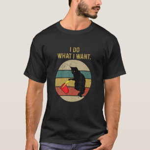 Vintage Katze Ich tue, was ich Gewollt Retro-gekrä T-Shirt