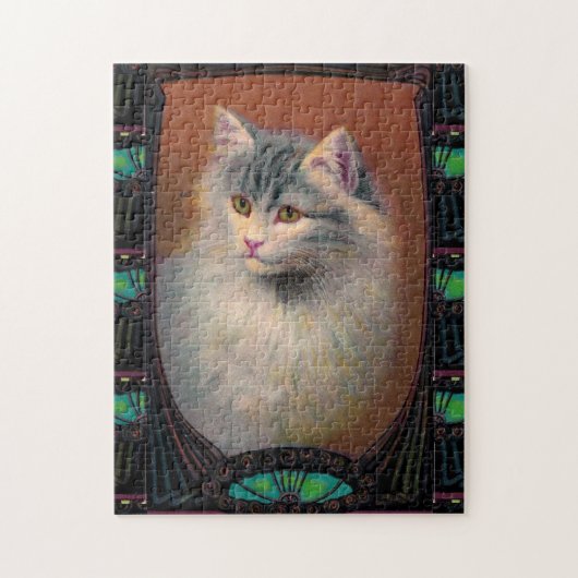 Vintage Katze Illustration Art Nouveau Begleiter P Puzzle (Vertikal)