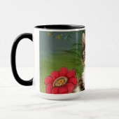 Vintage Katze-Illustration mit Frühlingsblumen Tasse (Links)