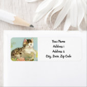 Vintage Katze-Illustration mit rosa Blume (Insitu)