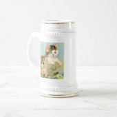 Vintage Katze-Illustration mit rosa Blume Bierglas (Vorderseite Links)