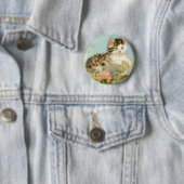 Vintage Katze-Illustration mit rosa Blume Button (Beispiel)