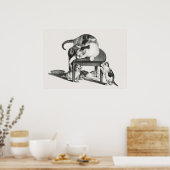 Vintage Katze-Illustration Poster (Küche)