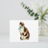 Vintage Katze-Illustration Postkarte (Stehend Vorderseite)