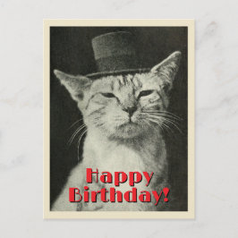 Vintage Katze im Top Hat Happy Birthday Postkarte