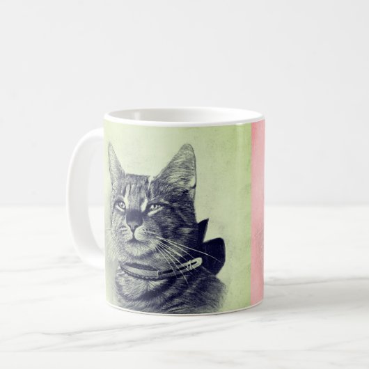 Vintage Katze in Collar Kaffeetasse (Vorderseite Links)