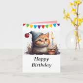 Vintage Katze in der Multifunktionskarte und Happy Karte (Gelbe Blume)