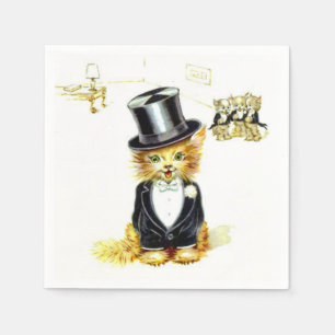 Vintage Katze in einem Top Hat Serviette