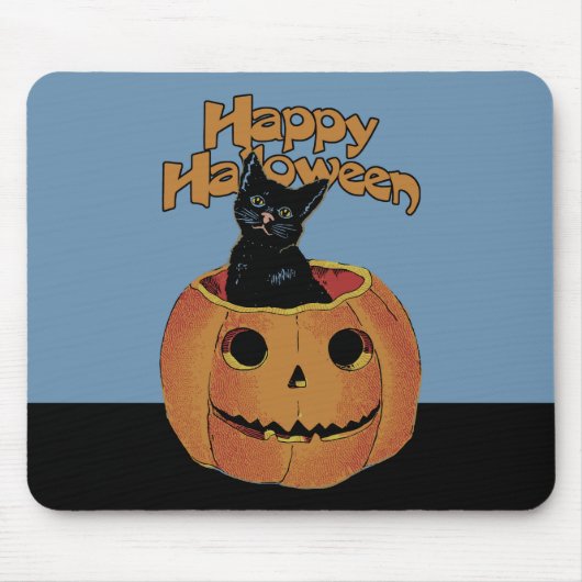 Vintage Katze in Jack'o'Lantern Mousepad (Vorne)