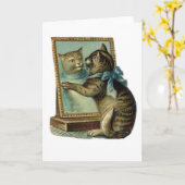Vintage Katze in Mirror Notecard Karte (Gelbe Blume)