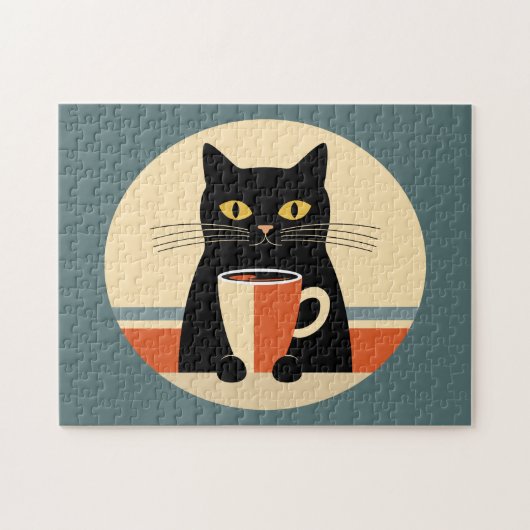 Vintage-Katze & Kaffee Puzzle (Horizontal)