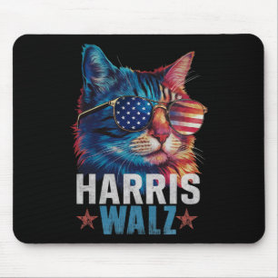 Vintage Katze Kamala Harris Tim Wheimer USA-Flagge Mousepad