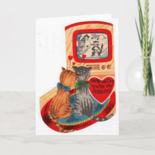 Vintage Katze / Kitten Liebe Valentinstag Karte
