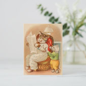 Vintage Katze Lesen der Zeitung Postkarte (Stehend Vorderseite)