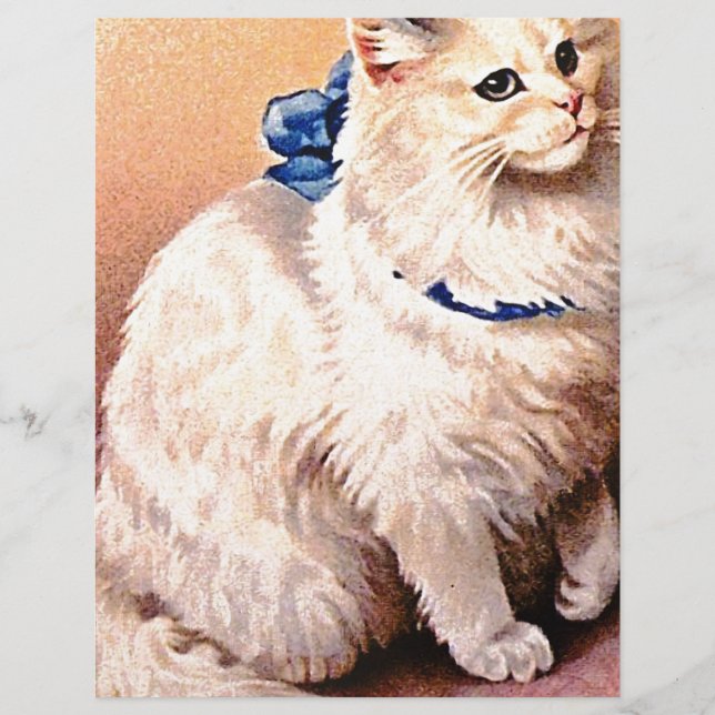 Vintage Katze mit Blue Bow (Vorderseite)